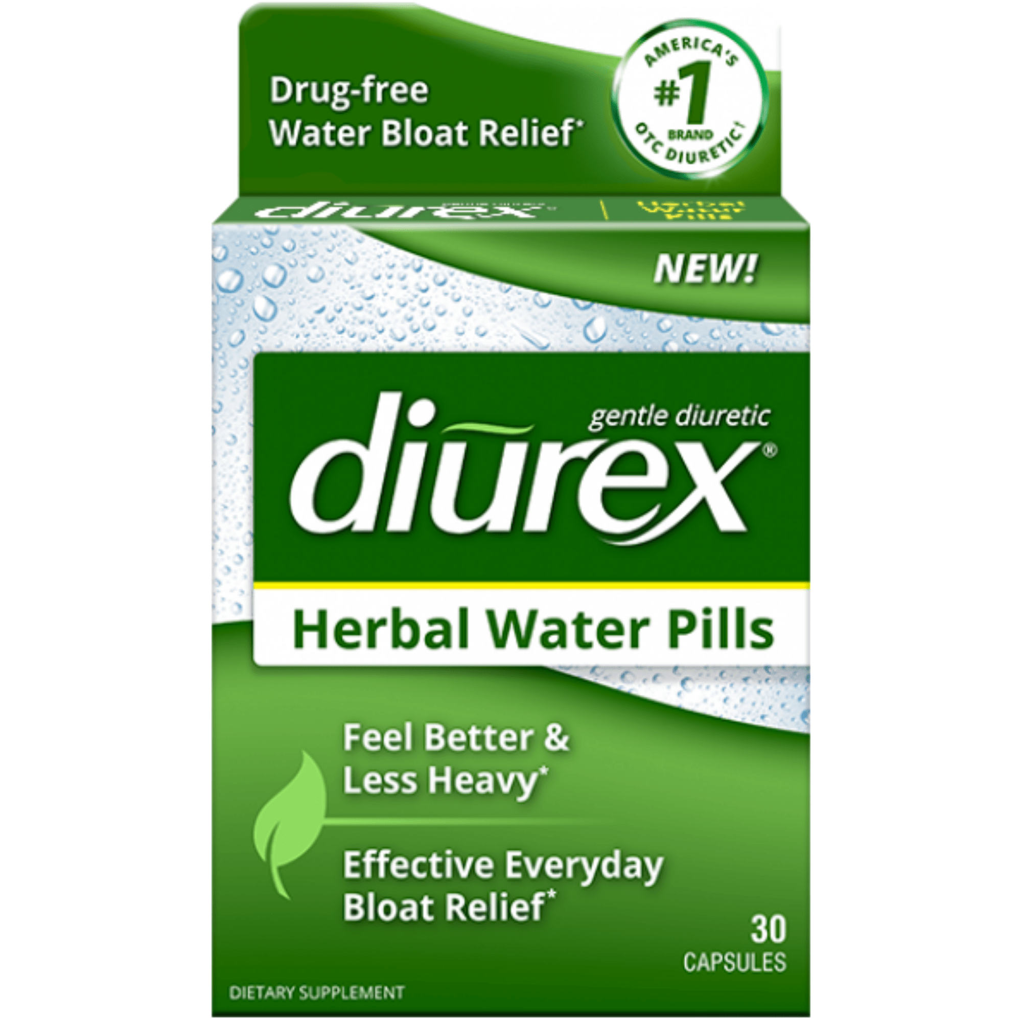 Diurex Herbal Water Pills 30 Cápsulas Puro Estado Fisico
