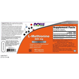 NOW Foods L-Methionine - 100 Cápsulas - Puro Estado Fisico