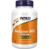 NOW Foods Betaine HCl 648 mg - 120 Cápsulas Vegetales - Puro Estado Fisico