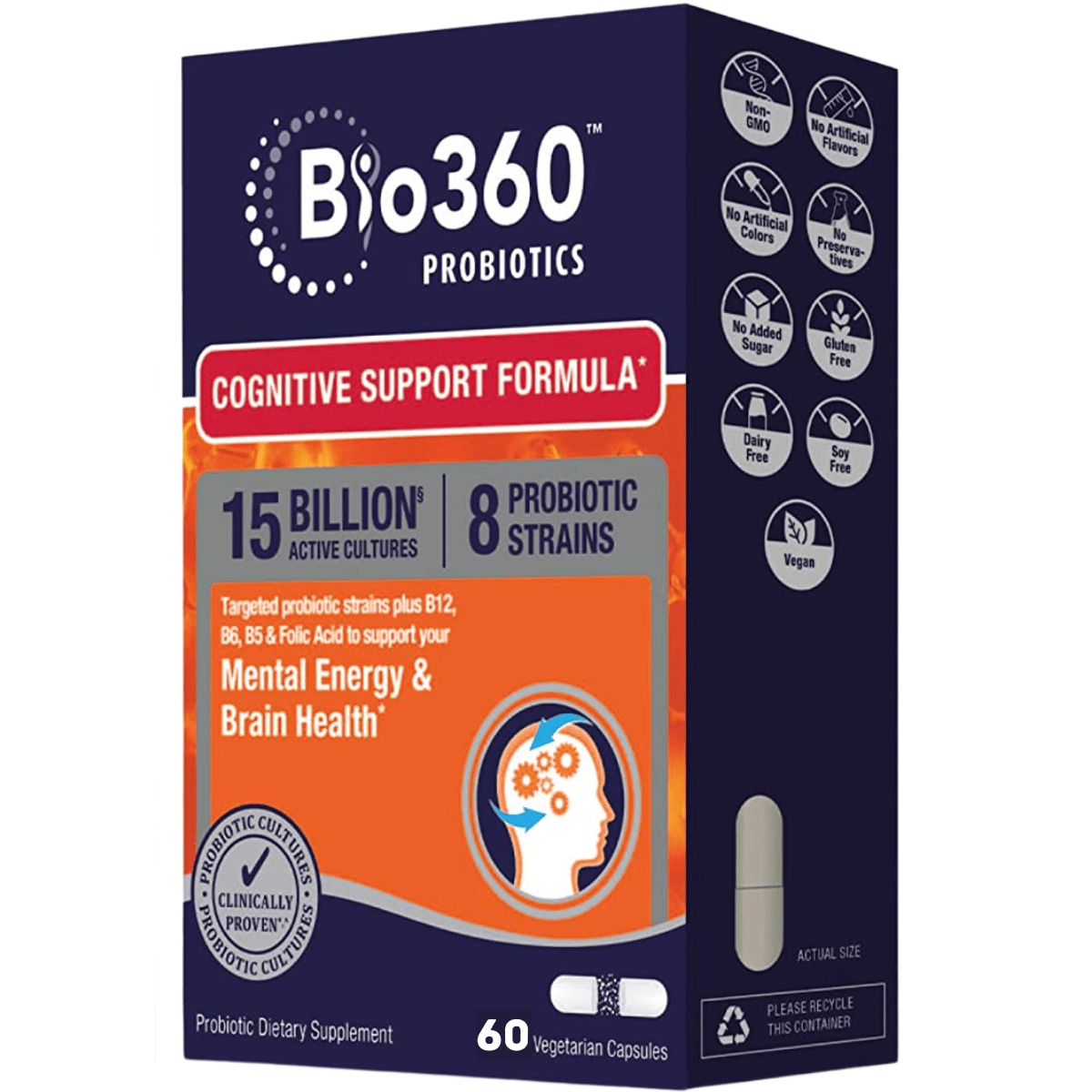 Bio360 Probiotic 15 Billon - 60 Cápsulas Vegetarianas | Puro Estado Fisico