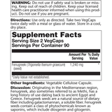 Solaray Semilla de Fenogreco 1240 mg - 180 Cápsulas Veganas - Puro Estado Fisico