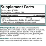 Bronson Complejo de Magnesio 300 mg - 250 Tabletas - Tabla Nutricional - Puro Estado Físico