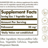 Solgar Policosanol 20 mg - 100 Cápsulas Vegetales - Tabla Nutricional - Puro Estado Físico