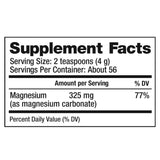 Natural Vitality Suplemento De Magnesio - Sabor Frambuesa Limón - 226 g - Tabla Nutricional - Puro Estado Físico