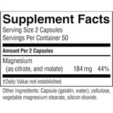 Nature's Sunshine Complejo De Magnesio - 100 Cápsulas - Tabla Nutricional - Puro Estado Físico