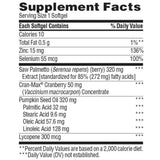 TruNature Complejo para la Salud de la Próstata - 250 Cápsulas Blandas - Tabla Nutricional - Puro Estado Físico