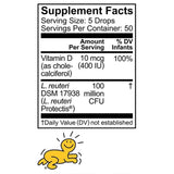 BioGaia Probiótico Protectis Bebé con Vitamina D para Salud Digestiva y Ósea - 10 ml - Tabla Nutricional - Puro Estado Físico