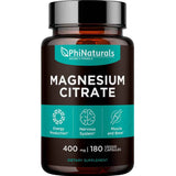 PhiNaturals Citrato de Magnesio 400 mg - 180 Cápsulas Vegetales - Puro Estado Físico