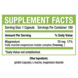 Cramp Defense Magnesio para Alivio de Calambres en las Piernas - 180 Cápsulas - Tabla Nutricional - Puro Estado Físico