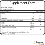 Caraway Vitamins Omega 3 - 180 Cápsulas Blandas - Tabla Nutricional - Puro Estado Físico