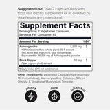 Toniiq Ashwagandha - 90 Cápsulas - Tabla Nutricional - Puro Estado Físico