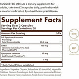 Solgar Cúrcuma Espectro Completo Sueño - 60 Cápsulas Liquidas - Tabla Nutricional - Puro Estado Físico