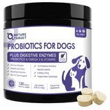 Nature Target Probiótico Completo con Omega 3 para Perros 6 Mil Millones CFU - Sabor Pollo - 120 Masticables - Puro Estado Físico