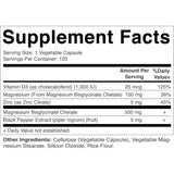 Vitamatic Bisglicinato De Magnesio 500 mg - 120 Cápsulas Vegetales - Tabla Nutricional - Puro Estado Físico
