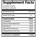 ELVPOTEC Raíz De Tejocote - 60 Cápsulas - Tabla Nutricional - Puro Estado Físico