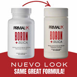 Nueva presentación de PrimalFX Boro con Sílice 153 mg - 120 Cápsulas con diseño moderno y práctico para soporte óseo y salud articular.