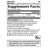 GNC Magnesio 250 mg - 90 Tabletas Vegetarianas - Tabla Nutricional - Puro Estado Físico