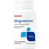 GNC Magnesio 250 mg - 90 Tabletas Vegetarianas - Puro Estado Físico