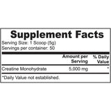 Dowding Monohidrato de Creatina - 250 g - Tabla Nutricional - Puro Estado Físico