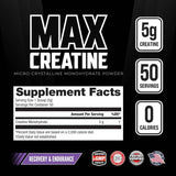 Max Muscle Monohidrato de Creatina 5 g - 250 g - Tabla Nutricional - Puro Estado Físico