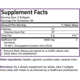 Tabla nutricional del suplemento Bronson CLA Ácido Linoleico Conjugado 120 cápsulas blandas