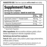 Tabla nutricional del suplemento Kyolic Fórmula 109 con Extracto de Ajo Añejo 160 Cápsulas