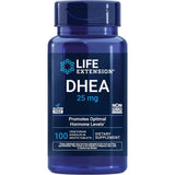Frasco de suplemento Life Extension DHEA 25 mg 100 tabletas