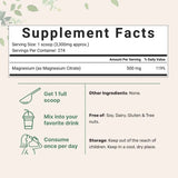 Tabla nutricional del suplemento Micro Ingredients Citrato de Magnesio en Polvo 500 mg - 2 lbs