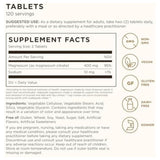 Tabla nutricional del suplemento Solgar Citrato de Magnesio 400 mg - 120 Tabletas