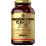 Frasco de suplemento Solgar Omega 3 Triple Concentración 950 mg 100 cápsulas blandas
