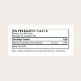 Tabla nutricional del suplemento Thorne Vitamina D3 30 ml