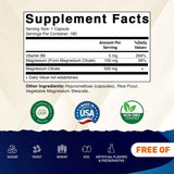 Tabla nutricional del suplemento Vitamatic Citrato de Magnesio con B6 500 mg 180 cápsulas vegetarianas