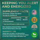 Tabla nutricional del suplemento Wild Fuel Vitamina B12 Metilcobalamina Sabor Cítrico 5000 mcg 60 ml