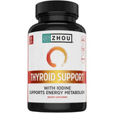 Frasco de suplemento Zhou Nutrition Soporte para la Tiroides con Yodo 60 Cápsulas Vegetales