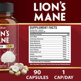 Tabla nutricional del suplemento Zolotus Melena de León 11 en 1 90 cápsulas