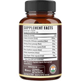 Tabla nutricional del suplemento Zolotus Tribulus Terrestris con Complejo 7 en 1 150 cápsulas