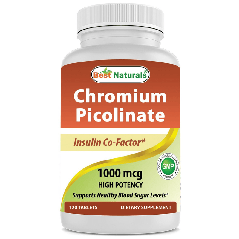 Best Naturals Chromium Picolinate 1000 mcg - 120 Tabletas - Puro Estado Fisico