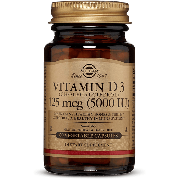 Solgar Vitamin D3 (Cholecalciferol) 5000 IU - Puro Estado Fisico