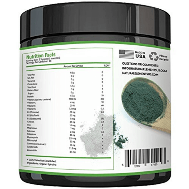 Natural Elements Spirulina Superfood Powder - 168 g - Puro Estado Fisico