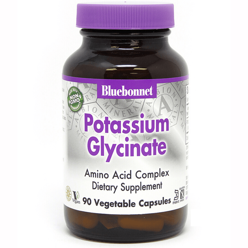 Bluebonnet Albion Potassium Glycinate - 90 Cápsulas De Origen Vegetal - Puro Estado Fisico