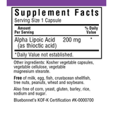 Bluebonnet Alpha Lipoic Acid 200 mg - Vegetable Capsules - Puro Estado Fisico