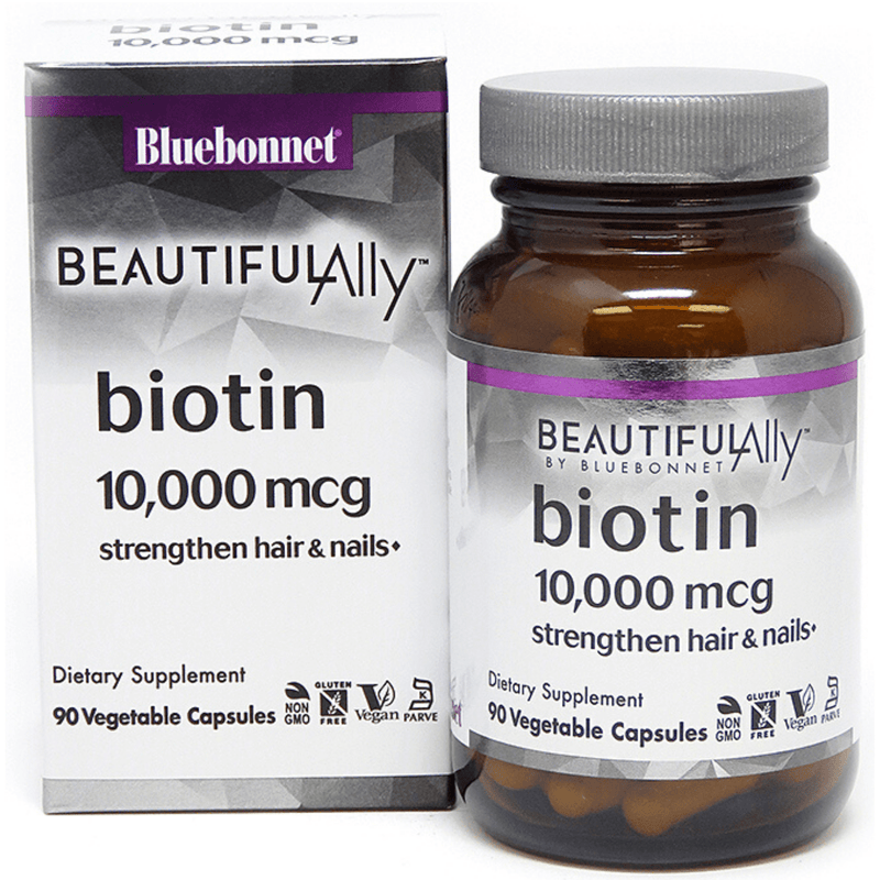 Bluebonnet Beautiful Ally Biotin - 10000 mcg - 90 Cápsulas De Origen Vegetal - Puro Estado Fisico