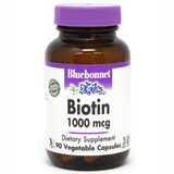 Bluebonnet Biotin - 1000 mcg - 90 Cápsulas De Origen Vegetal - Puro Estado Fisico