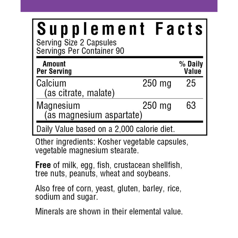 Bluebonnet Calcium Magnesium 1:1 Ratio - Vegetable Capsules - Puro Estado Fisico