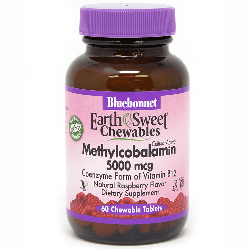 Bluebonnet EarthSweet Chewables Methylcobalamin - Vitamina B12 - 5000 mcg - Puro Estado Fisico