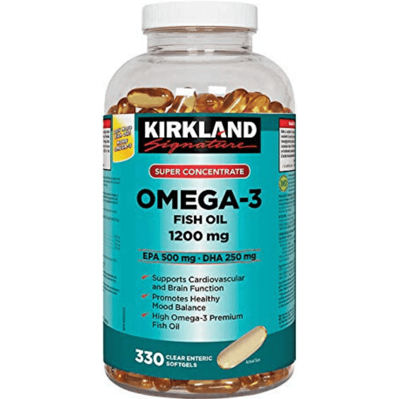 Kirkland Signature Super Concentrate Omega-3 Fish Oil 1200mg - 330 Cápsulas Blandas Claras - Puro Estado Fisico