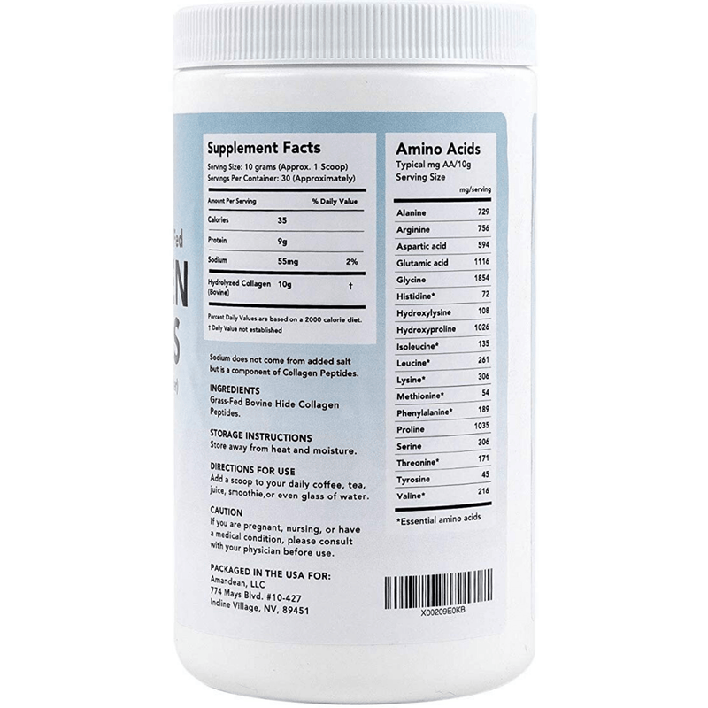 Amandean Collagen Peptides - Sin Sabor - Polvo - Puro Estado Fisico
