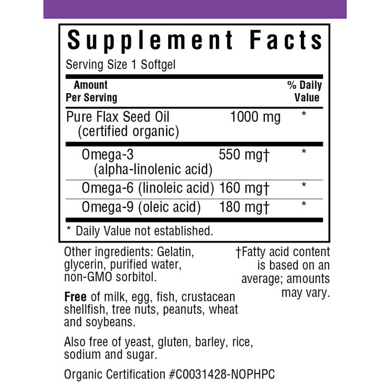 Bluebonnet Flax Seed Oil - 1000 mg - Softgels - Puro Estado Fisico