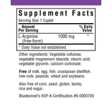 Bluebonnet L-Arginine - 1000 mg - Caplets - Puro Estado Fisico