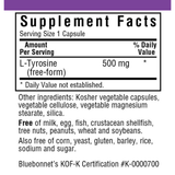 Bluebonnet L-Tyrosine - 500 mg - Vegetable Capsules - Puro Estado Fisico